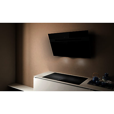 Elica Ascent 90cm Wall Mounted Chimney Cooker Hood Black Glass